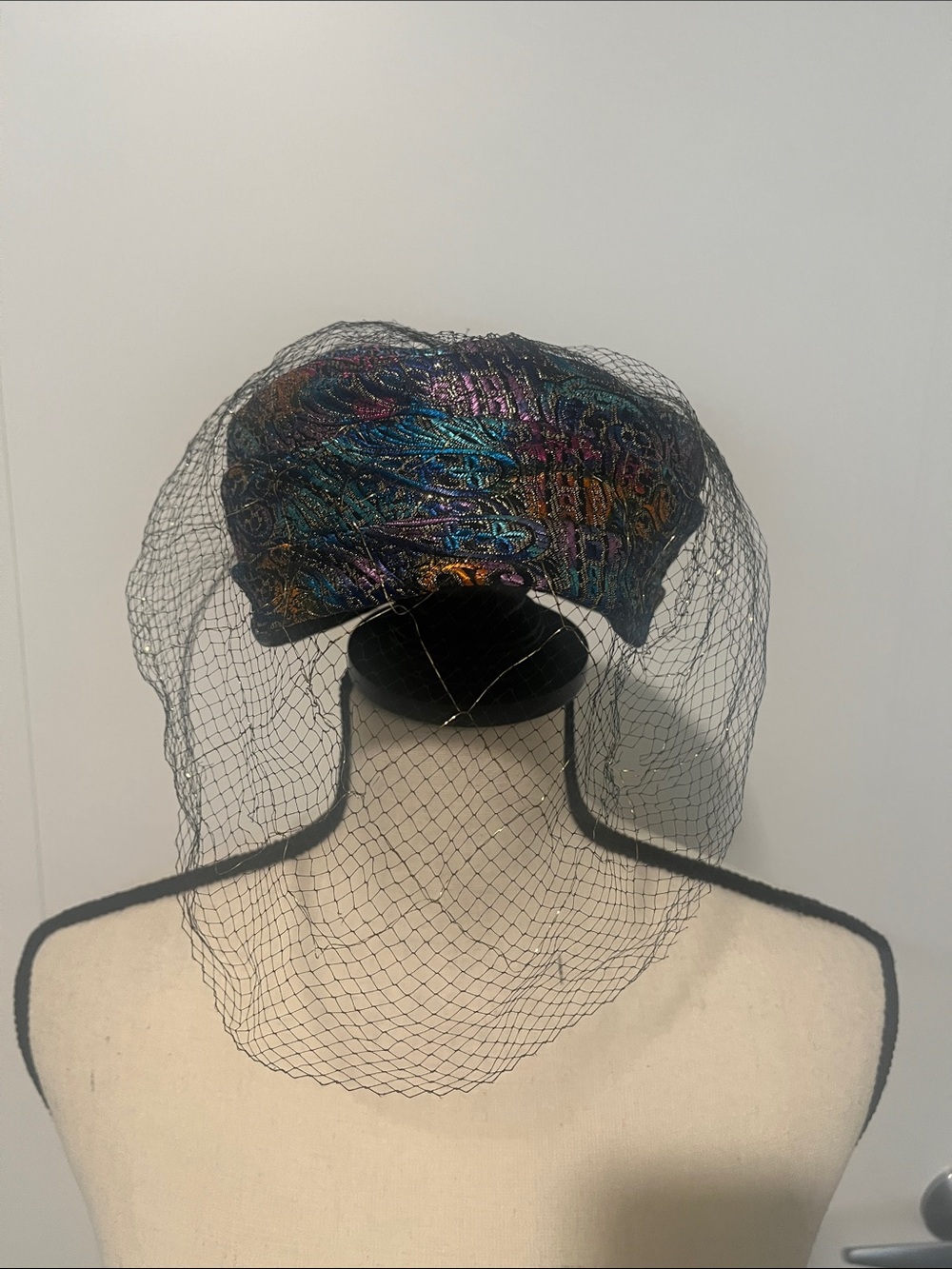 Vintage Play Topper Multicolor Fascinator Veil Hat Union Made Retro